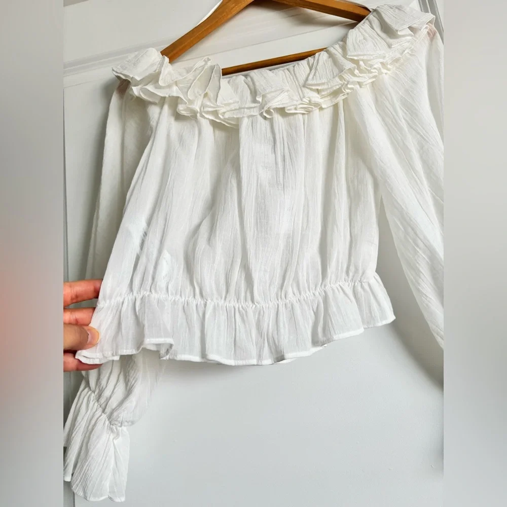 NWT Zara Ruffled off shoulder Top